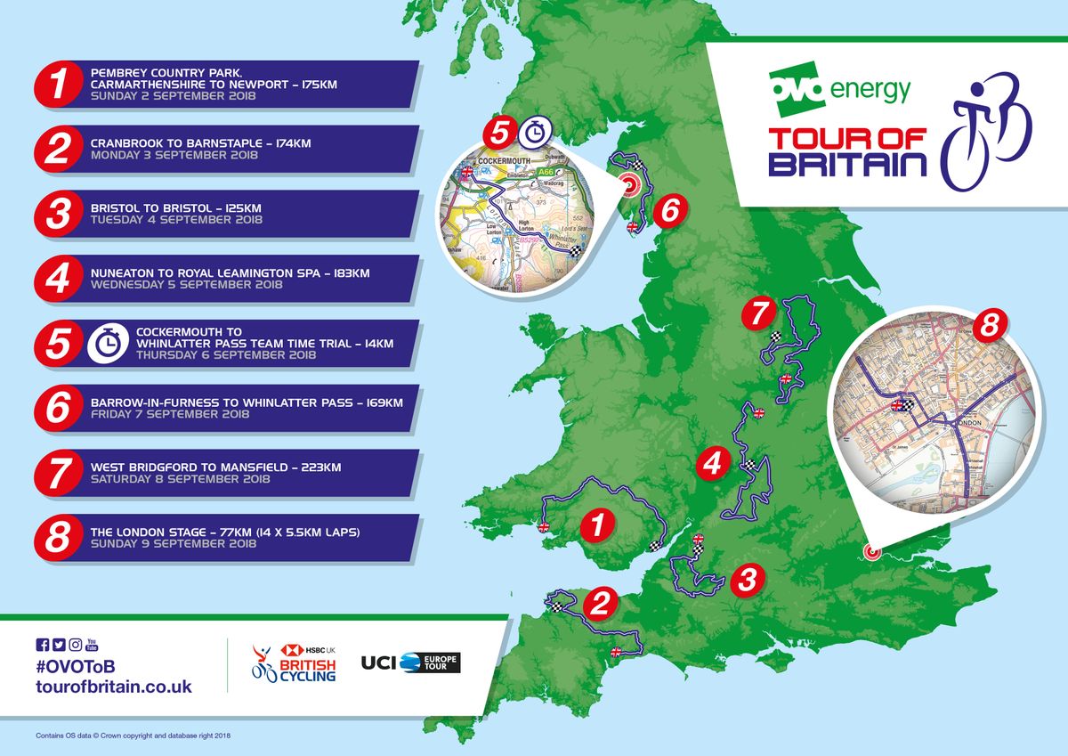 tour of britain route today map