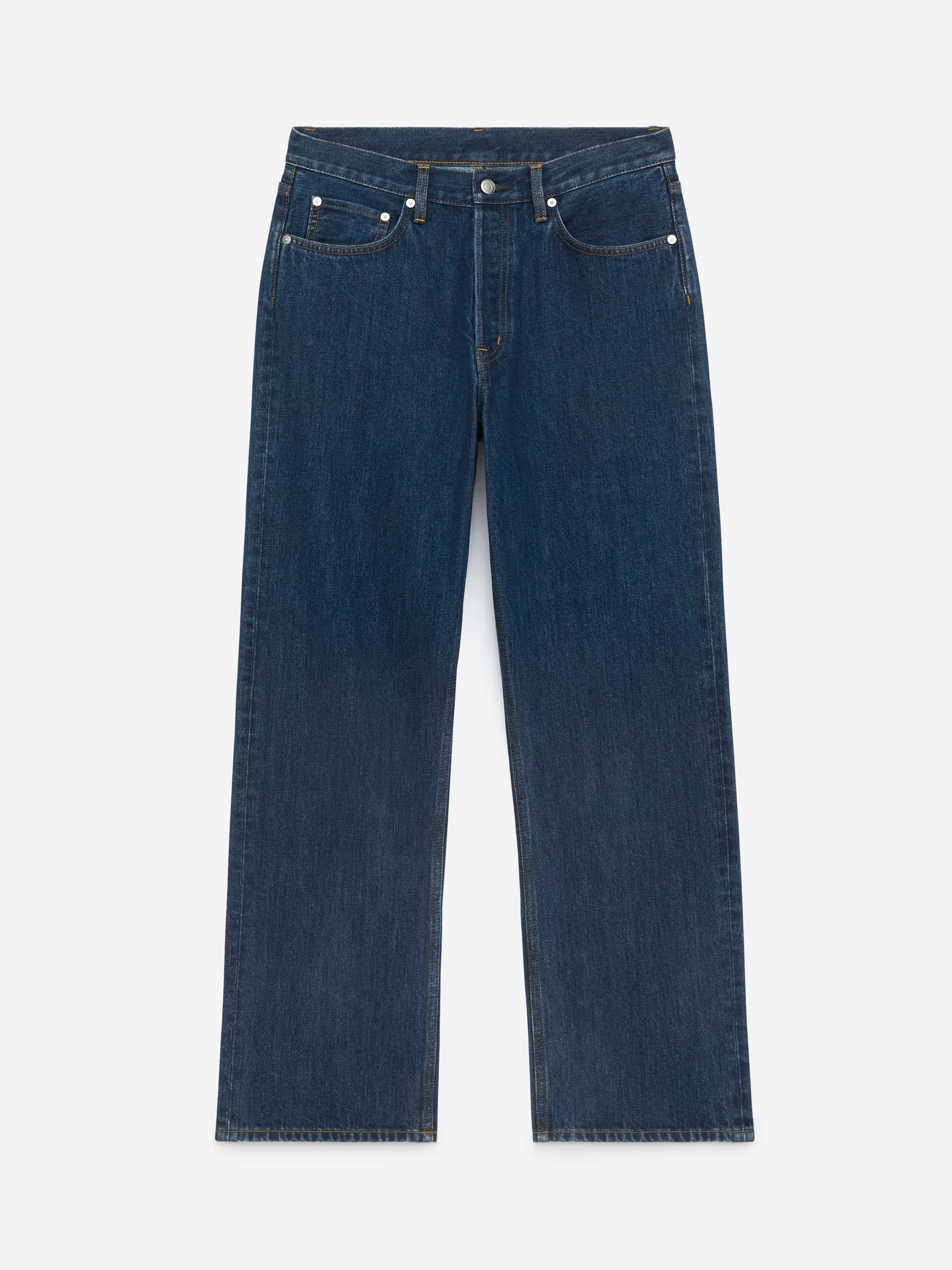 Arket, Shore Low Waist Relaxed Boyfriend Fit Denim in Dark Wash Blue