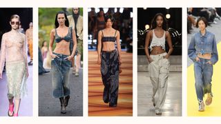 models wearing low rise cuts at Miu Miu, Givenchy, Etro, Isabel Marant, Stella McCartney