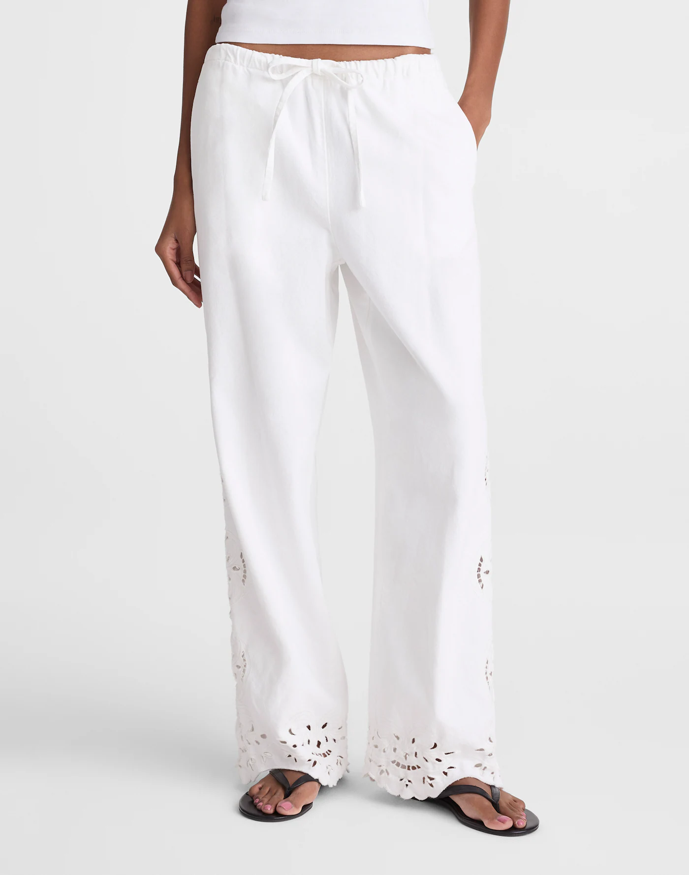 Madewell Embroidered Denim Pull-On Pants