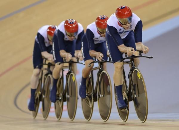 Great Britain's team pursuit squad in action