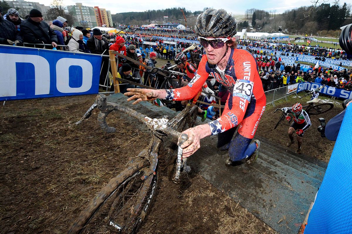 Jamey Driscoll (USA) suffered a mishap on the first lap