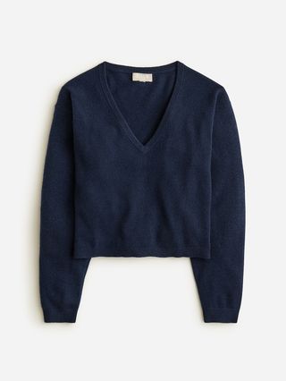 Cashmere Relaxed Cropped V-Neck Sweater
