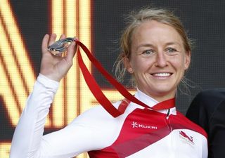 Emma Pooley (England) took silver in the Commonwealth Games time trial
