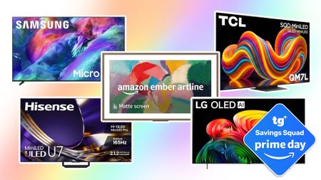 Collage of TV deals on sale for October Prime Day