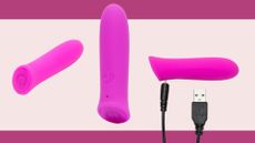 Lovehoney Ignite bullet vibrator in three angles including with charger