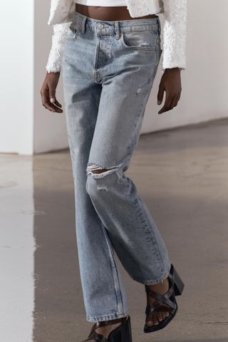 Zw Collection Relaxed Fit Straight-Leg Mid-Rise Jeans