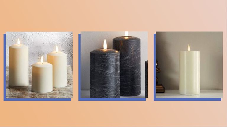 A collage image showing three of the best flameless candles