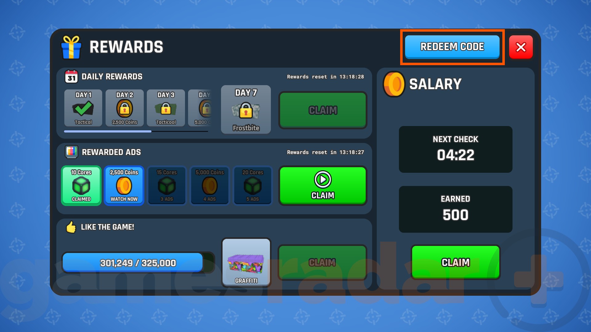 The Redeem Code button from which you can claim Combat Arena codes.