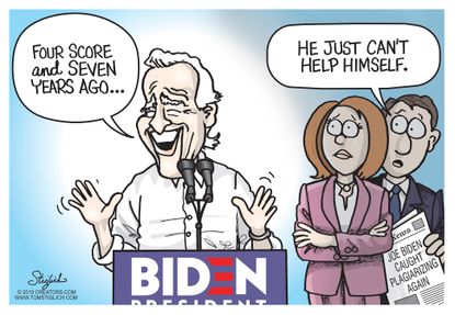 Political Cartoon U.S. Biden Plagiarism Climate Change