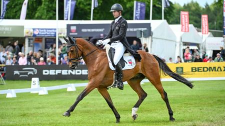 Jesse Campbell and Speedwell in the Bramham Horse Trials dressage.