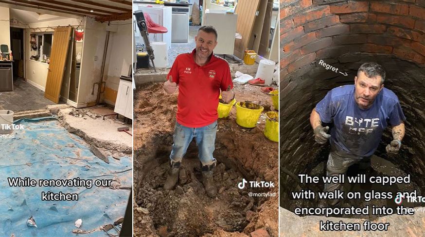 A couple discover a well lying underneath their kitchen flooring as they were undergoing their kitchen renovation