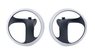 PSVR 2 controllers look like round globes, with small handles in the middle and buttons on top