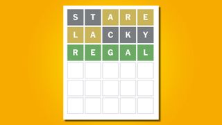 Wordle 627 answer on a yellow background