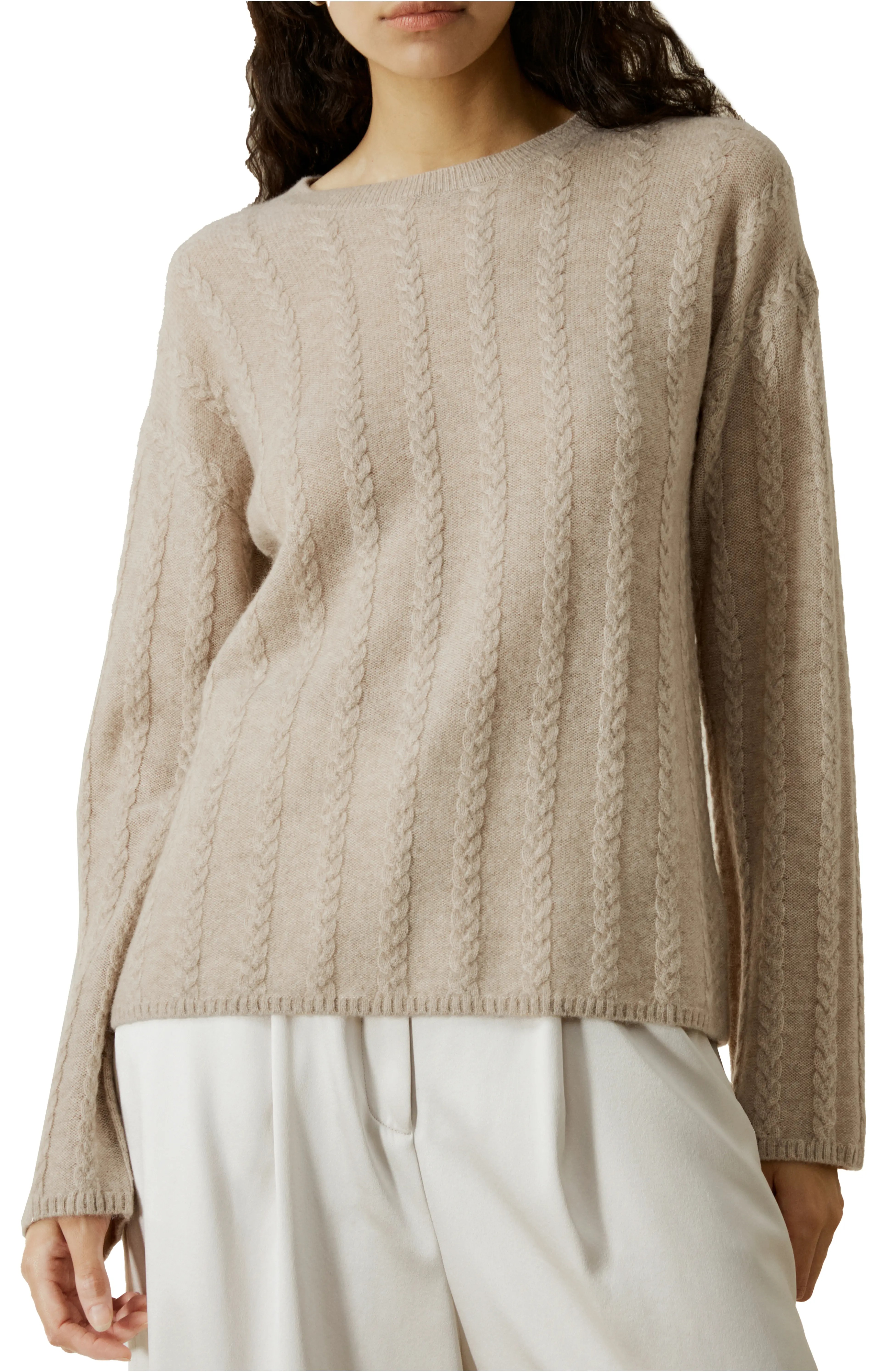 Lilysilk, Semi-Sheer Cable-Knit Cashmere Sweater