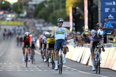 ADELAIDE AUSTRALIA JANUARY 18 Sam Welsford of Australia and Team Red Bull BORA hansgrohe celebrates at finish line as race winner during the Villawood Mens Classic 2025 a 18km one day race circuit from Adelaide to Adelaide on January 18 2025 in Adelaide Australia Photo by Dario BelingheriGetty Images