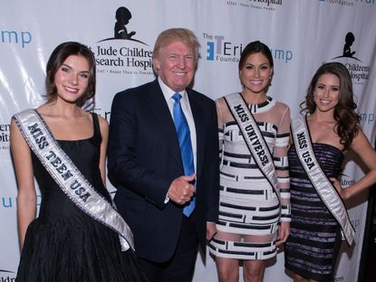 Donald Trump with Miss USA, Miss Universe, and Miss Teen USA winners.