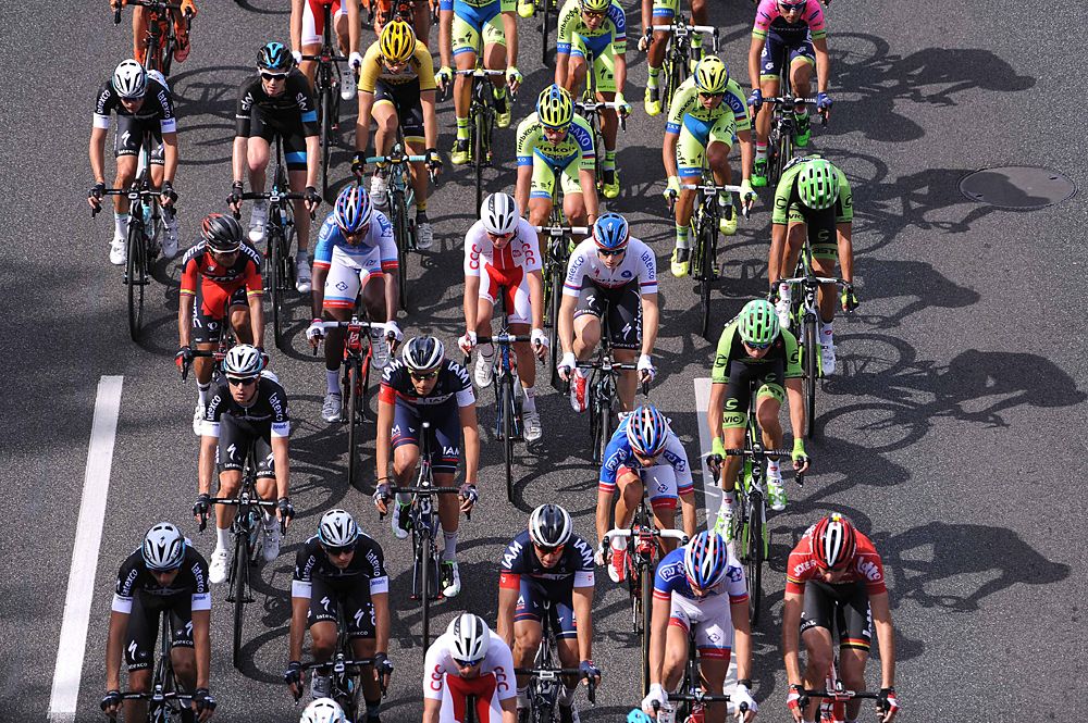 The peloton during stage 1 at the Tour of Poland