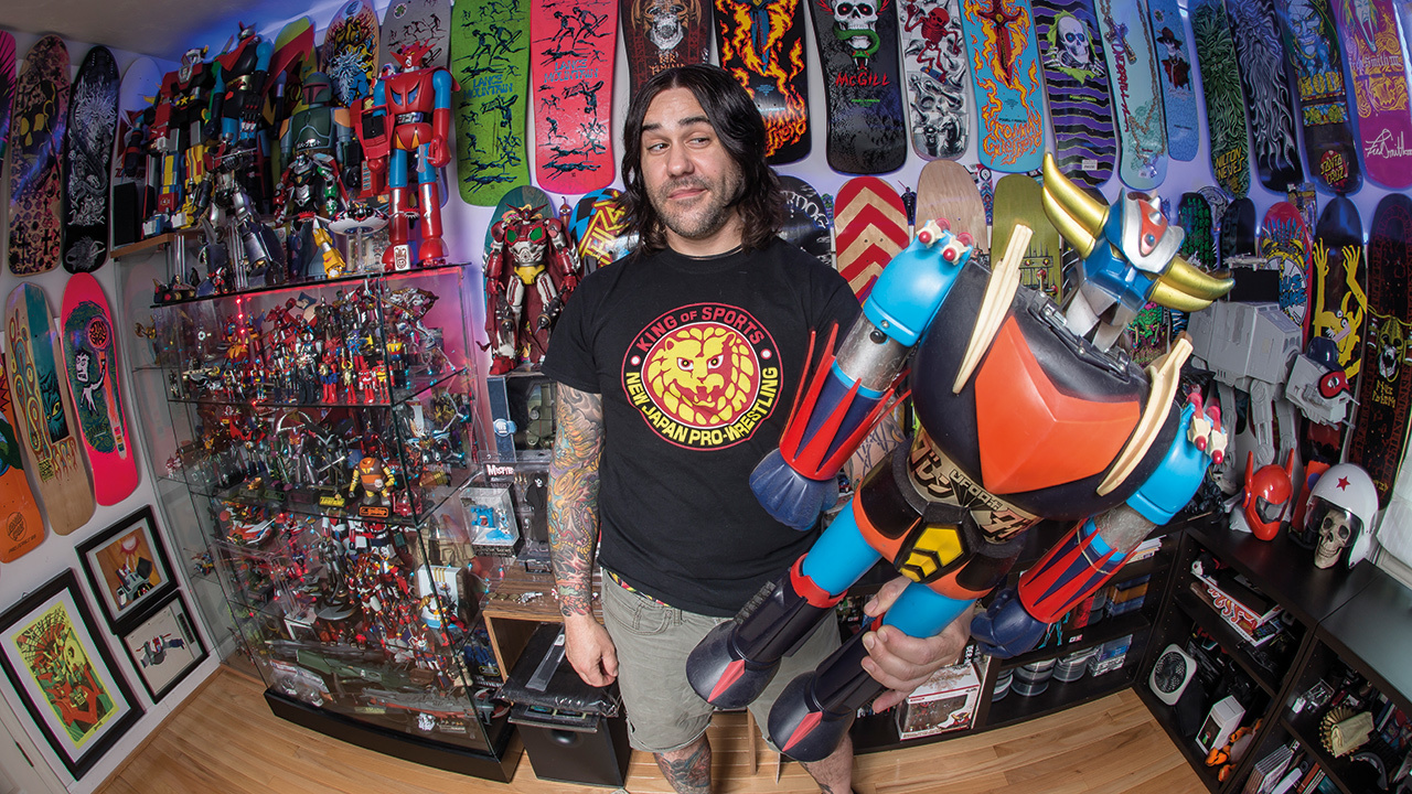 a shot of Mike D’Antonio with his collection