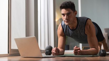 Man holding a plank position 