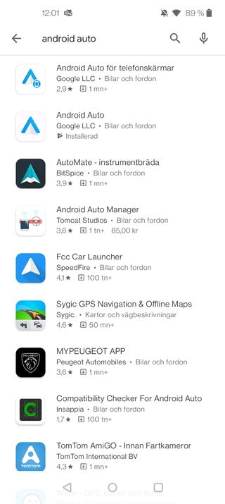 Android Auto i Google Play-butiken