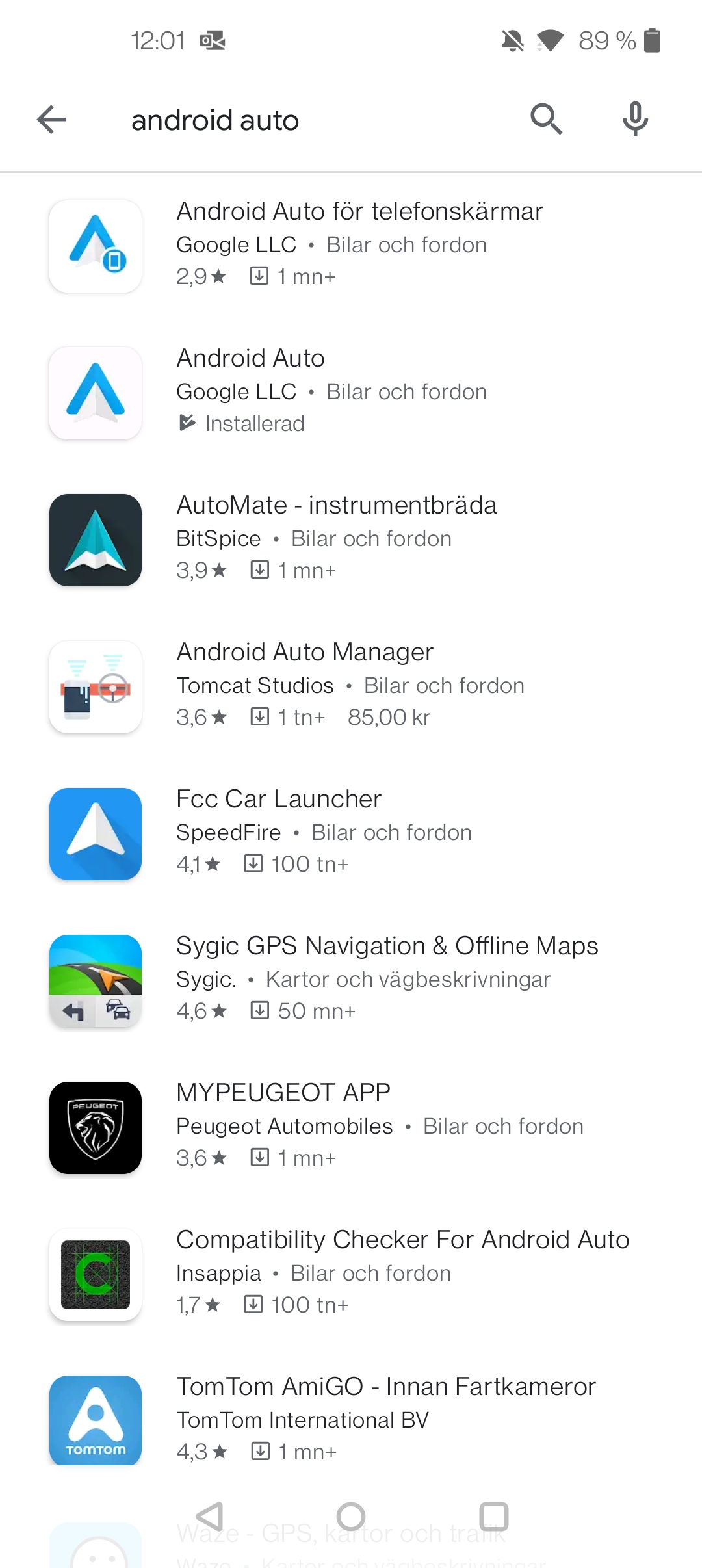 Android Auto Google Play -kauppapaikassa.
