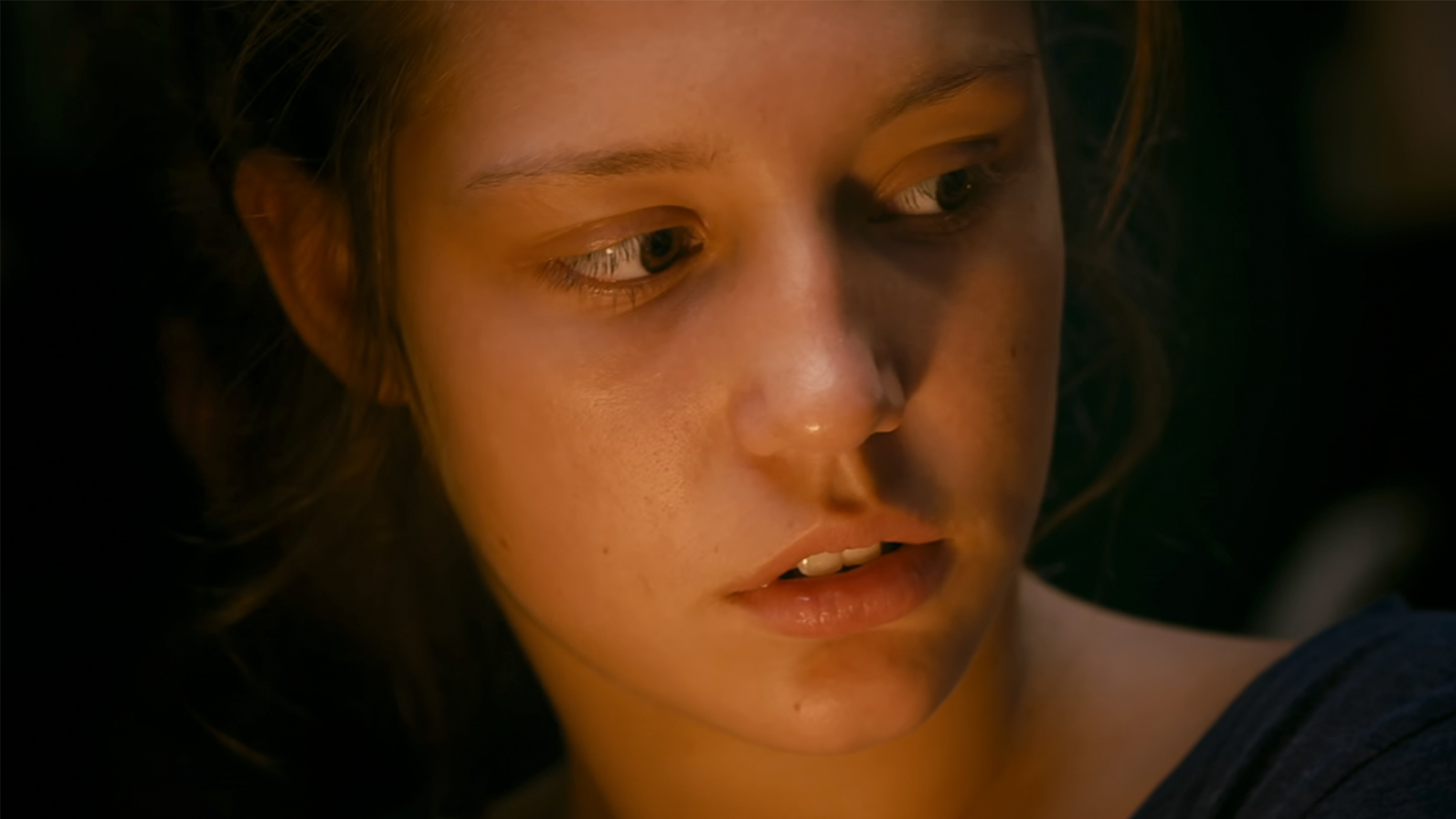 An extreme close up of a woman in Blue is the Warmest Color