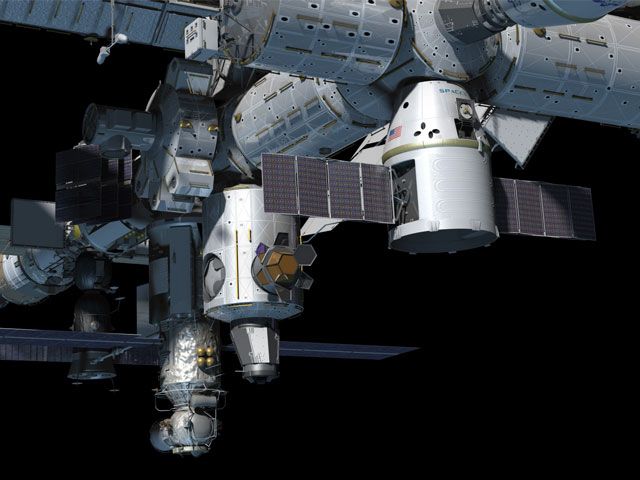 Dragon spacecraft at the International Space Station.