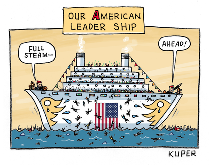 Political Cartoon U.S. Trump leadership coronavirus