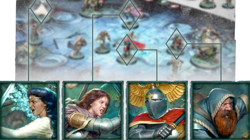 Warhammer Quest: Darkwater heroes pictured in squares linked to a blurry product shot