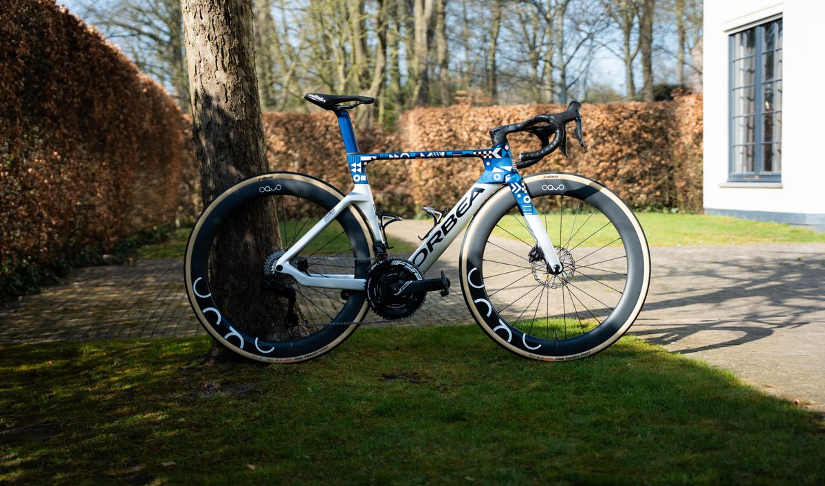 A custom painted Orbea Orca aero bike