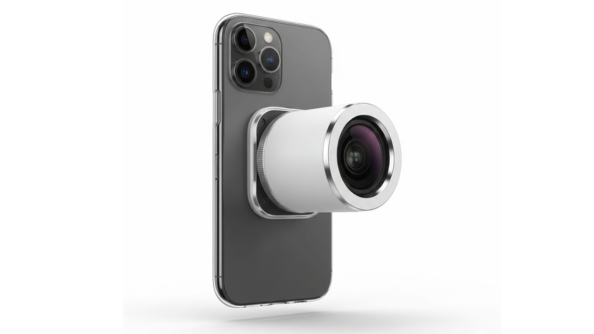 An AI generated image by Google Gemini Nano Banana showing a lens module attached to an iPhone as a concept