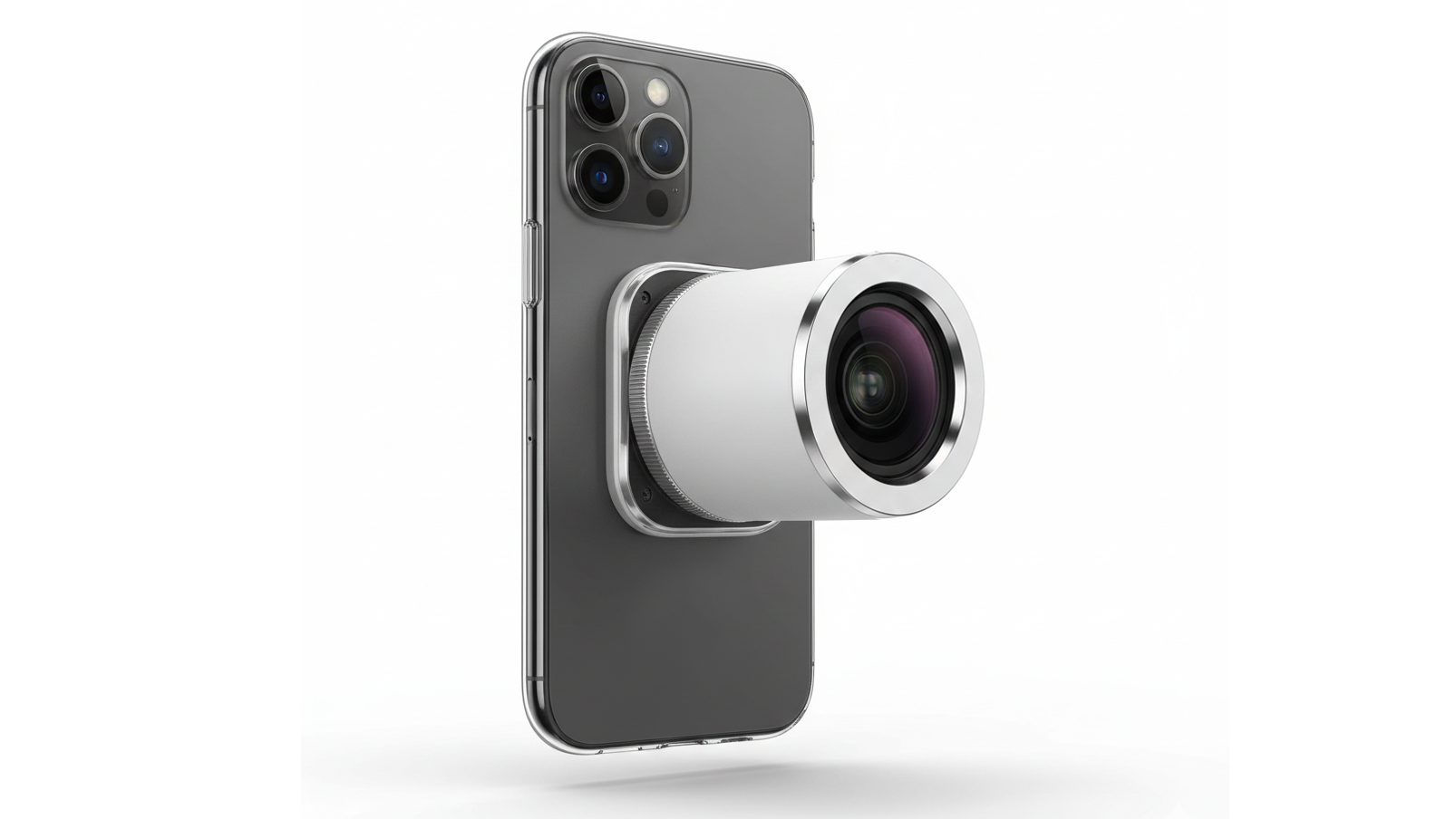 An AI generated image by Google Gemini Nano Banana showing a lens module attached to an iPhone as a concept