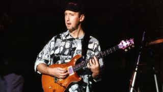 Ian Bairnson performs with the Alan Parsons Project at the Greek Theatre in Los Angeles, California on October 11, 1996