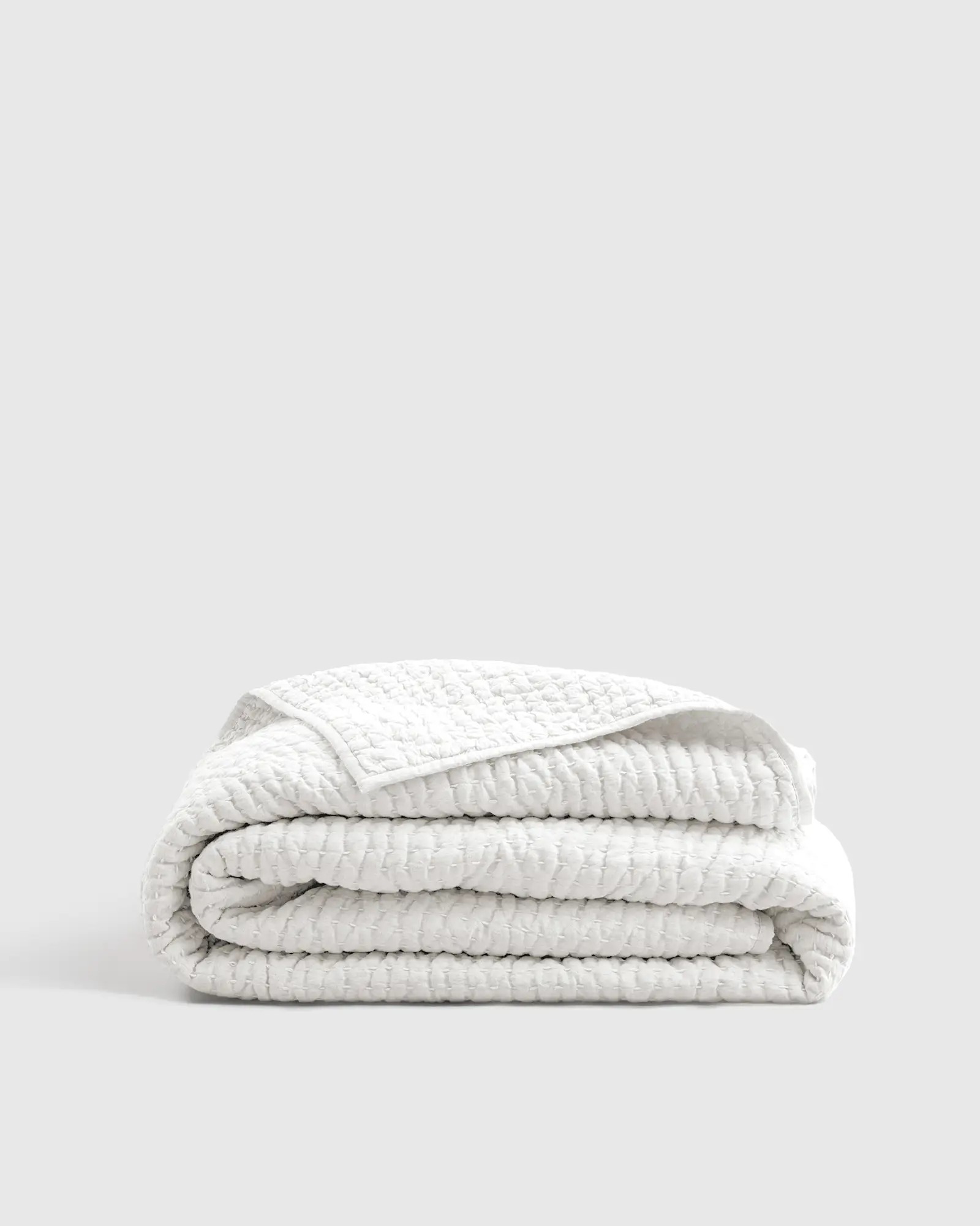 Quince, European Linen Cotton Stitch Quilt in White