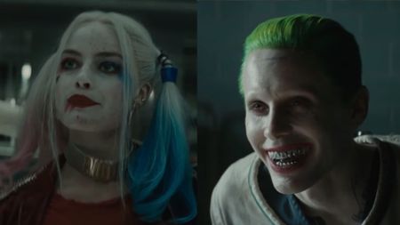 Margot Robbie and Jared Leto in Suicide Squad side by side. 