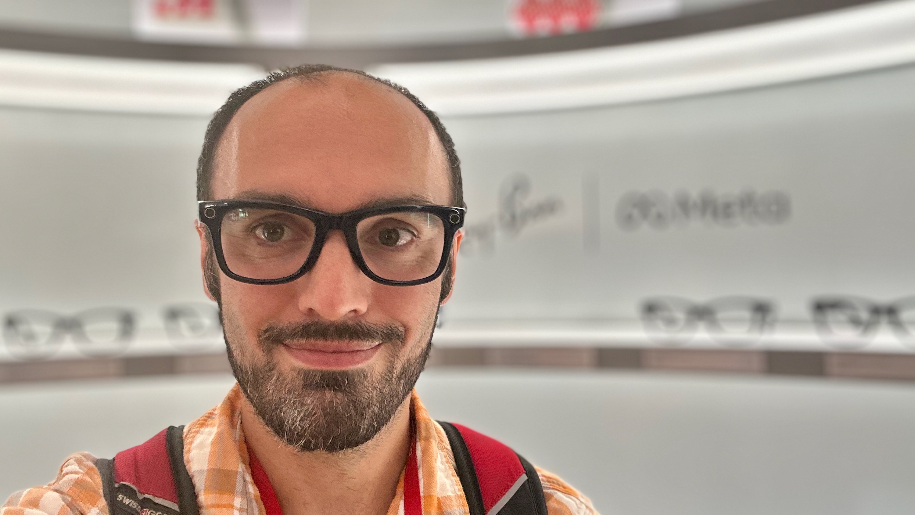 A selfie of the author wearing Ray-Ban Meta (Gen 2) smart glasses with Clear lenses