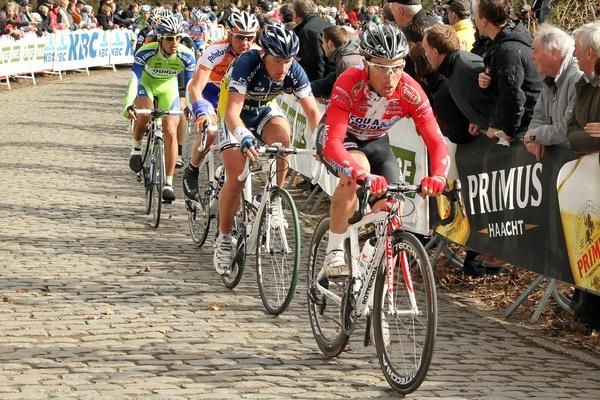 Luca Paolini leading the bunch.