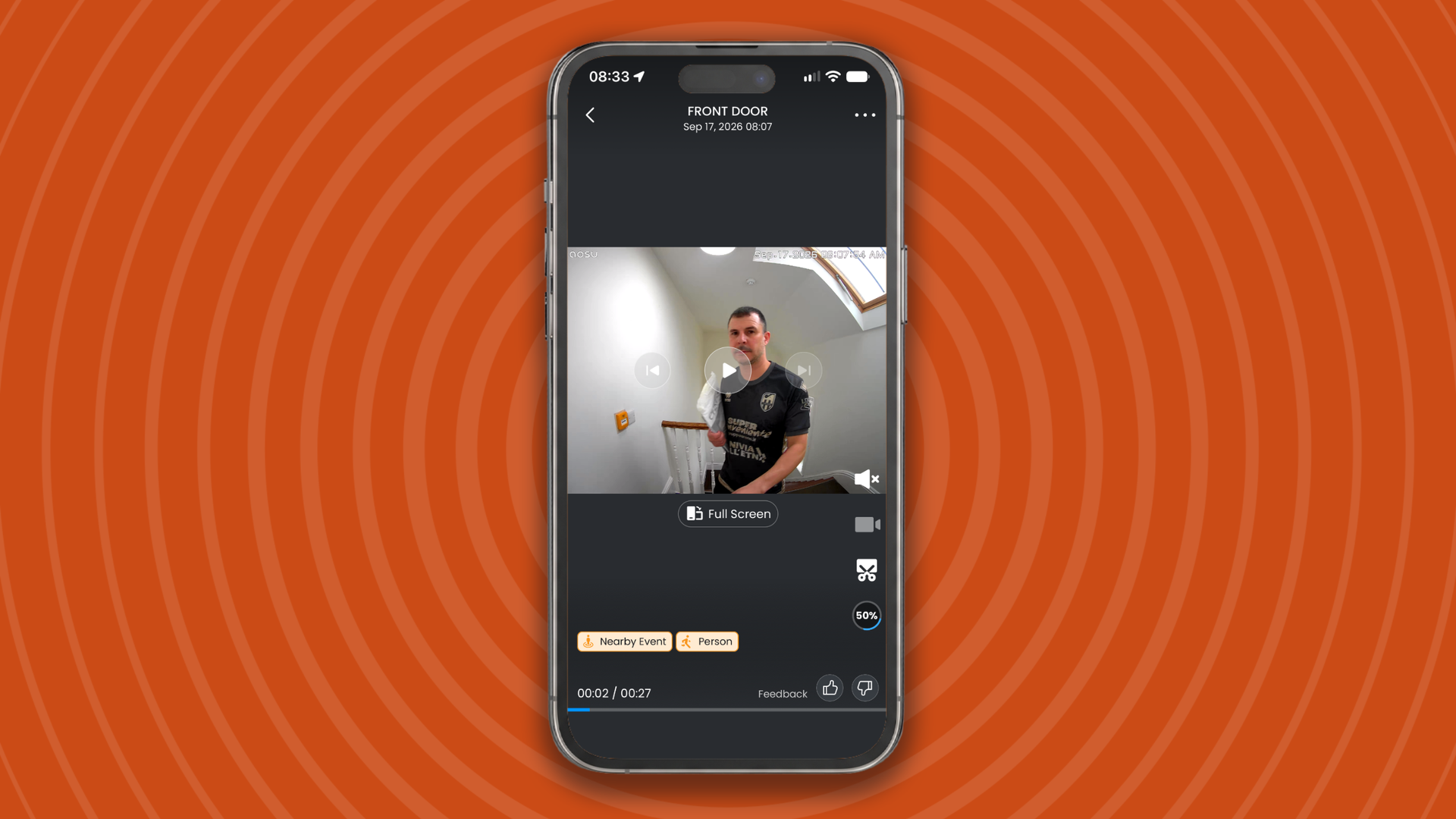 Footage from Aosu Video Doorbell R1 Ultra in app