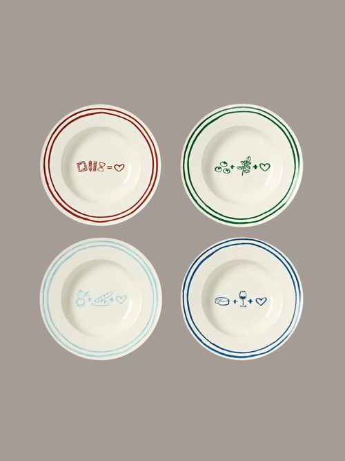 Porcelain Pasta Plates Tutti With Decorative Motif