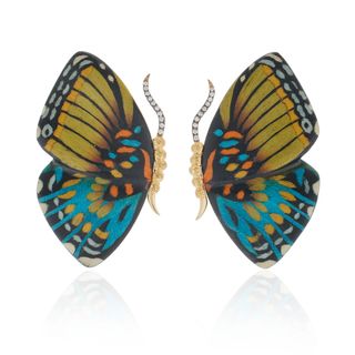 Marquetry Wood Butterfly Earrings