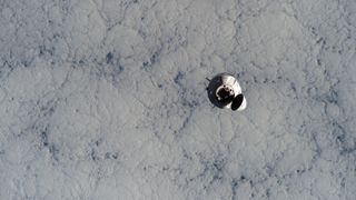 The SpaceX Crew Dragon spacecraft is pictured approaching the International Space Station for a docking.