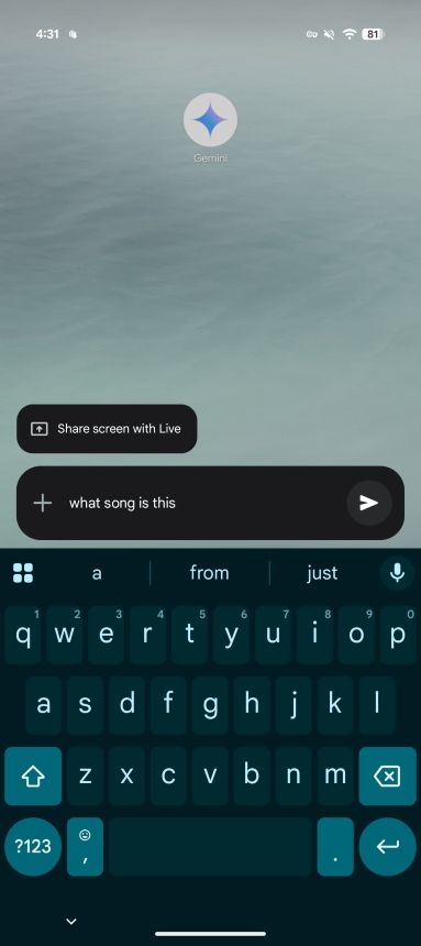 song search feature in the Gemini app