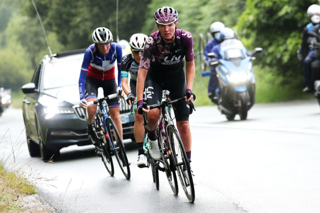 SAN SEBASTIAN SPAIN JULY 31 Pauliena Rooijakkers of Netherlands and Team Liv Racing in the Breakaway during the 3rd Donostia San Sebastian Klasikoa Women 2021 a 1398km race from DonostiaSan Sebastian to DonostiaSan Sebastian Klasikoa KlasikoaWomen UCIWWT on July 31 2021 in San Sebastian Spain Photo by Gonzalo Arroyo MorenoGetty Images