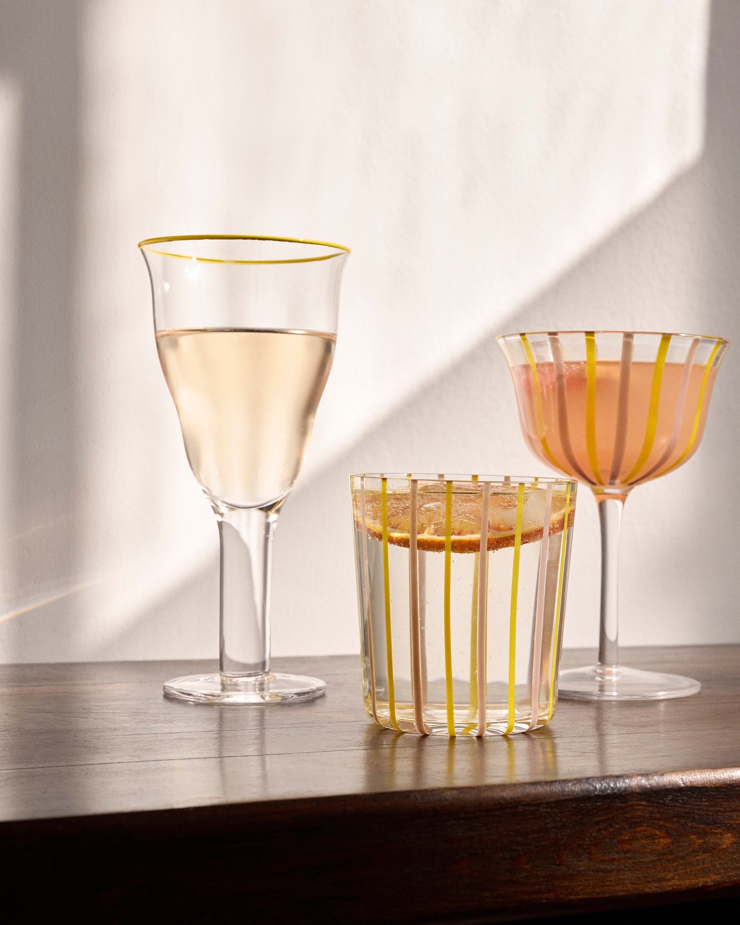 Shrimps X Oliver Bonas Striped Glass Coupes Set of Two | Oliver Bonas