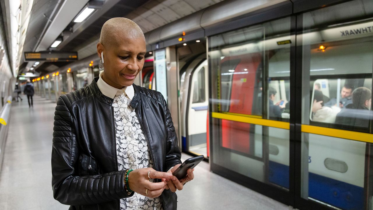 Using mobile on London Tube platform