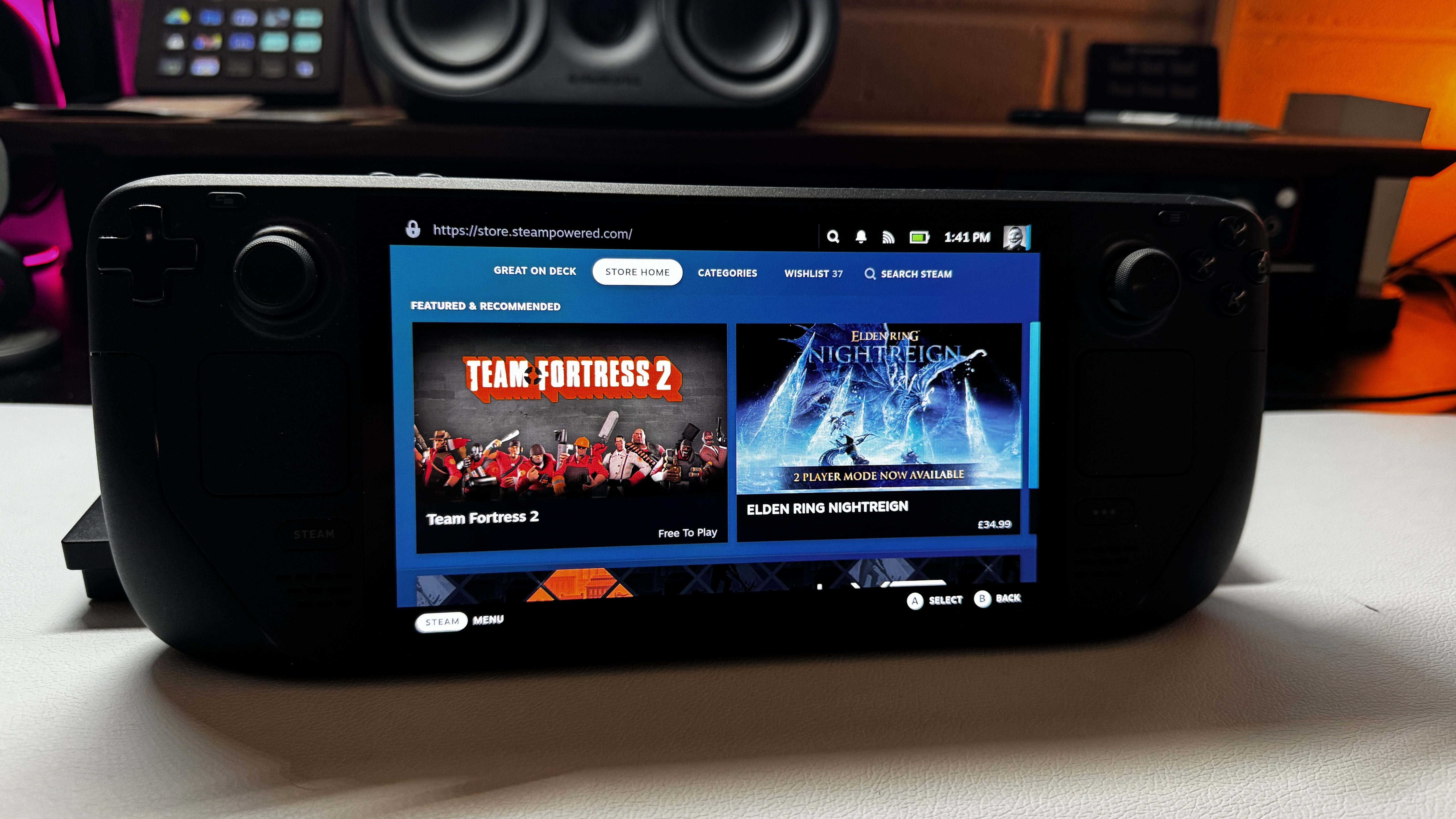 Steam Deck OLED on desk