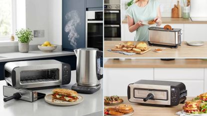 Ninja Foodie Toastie Maker in different places on the kitchen counter