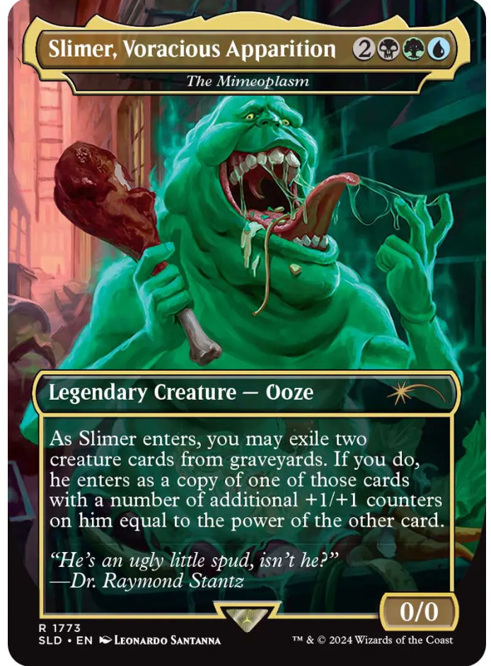 Magic: The Gathering pronto tendrá 5 cartas enteras dedicadas a Slimer, en caso de que quieras infundir miedo en el corazón de tu tienda de juegos local.