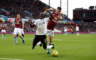 Sadio Mane was booked for diving against Aston Villa